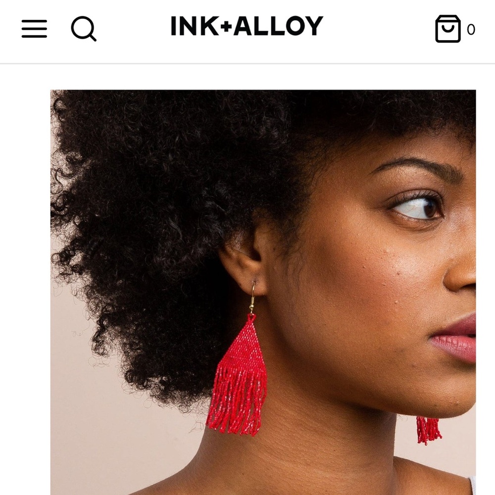 INK+ALLOY Beaded Fringe Earrings Scarlet Red